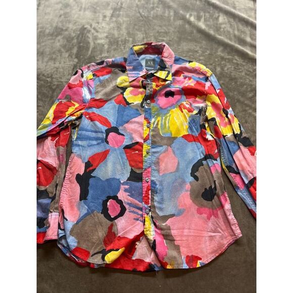 Armani Exchange RARE Men’s Medium Long Sleeve Button Down Multi Colored Colorful - Picture 1 of 7